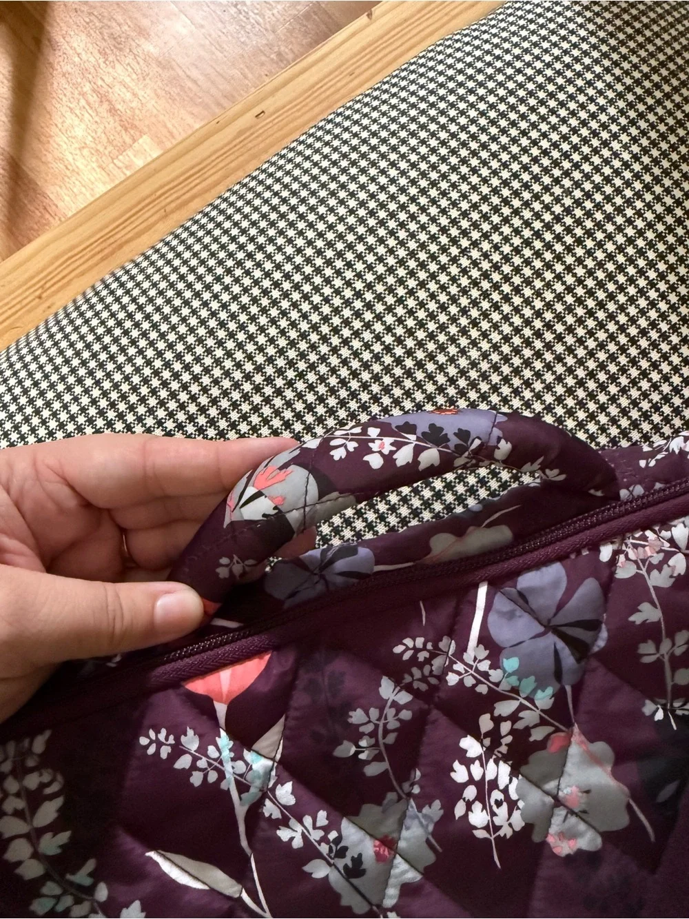 Quilted Floral Computer Bag in Plum